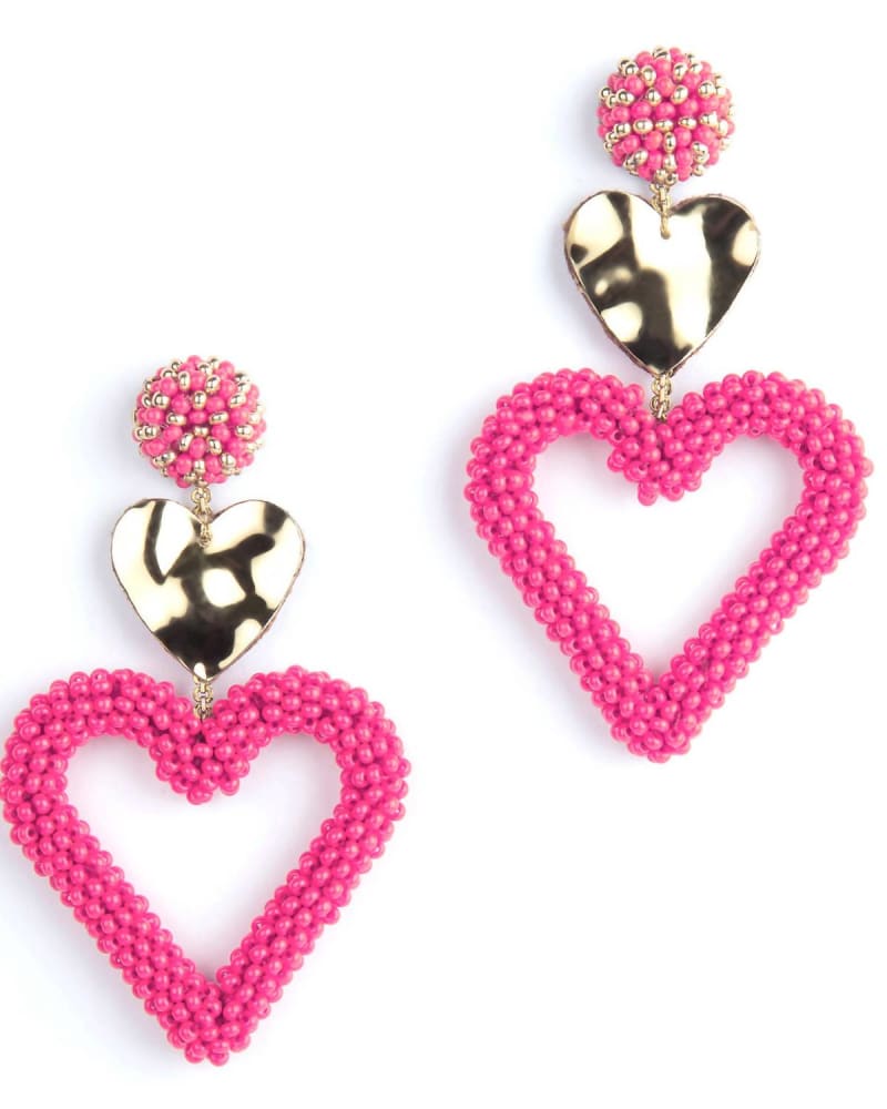 Front of a size O/S Candi Earring in Hot Pink in Hot Pink by DEEPA GURNANI. | dia_product_style_image_id:330166